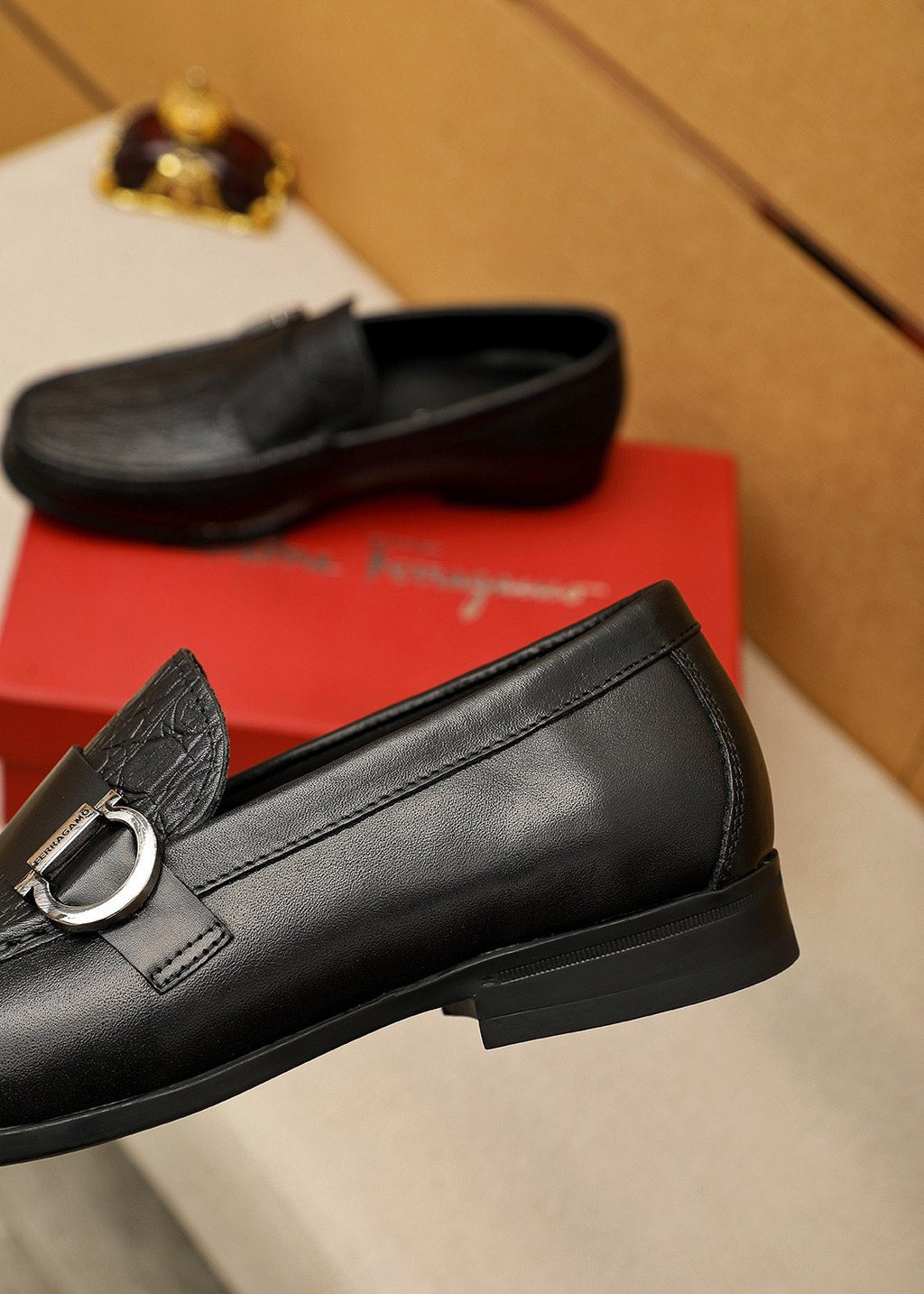 Ferragamo Embossed Buckle Loafers — back