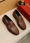 Ferragamo Embossed Buckle Loafers — hero