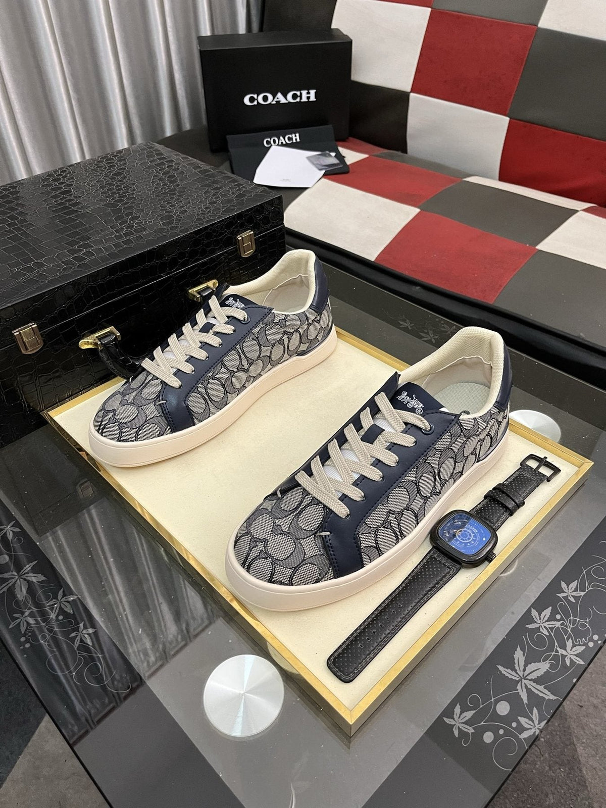 Coach Black and Charcoal Low-Top Sneakers — front