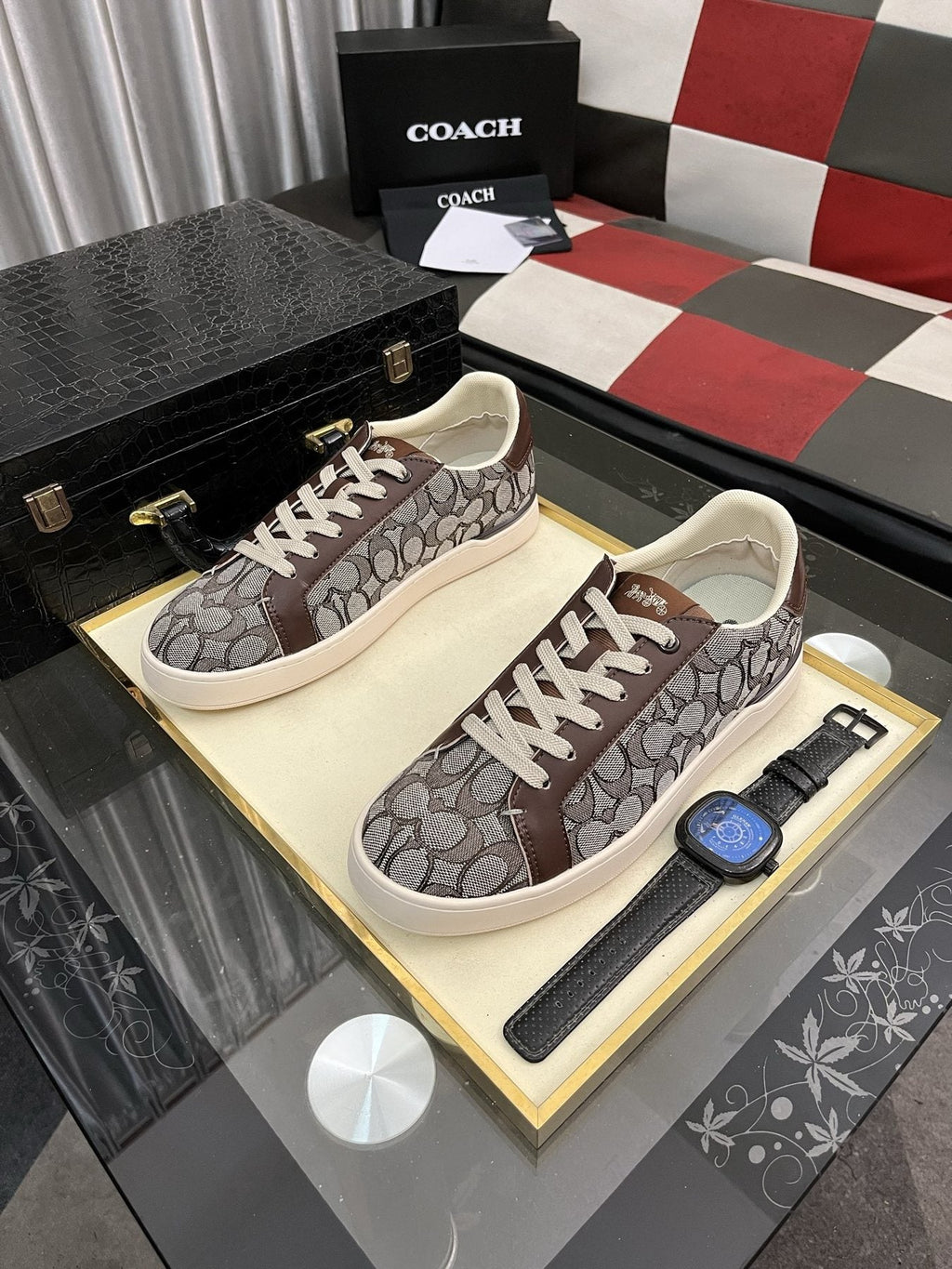 Coach Black and Charcoal Low-Top Sneakers — front