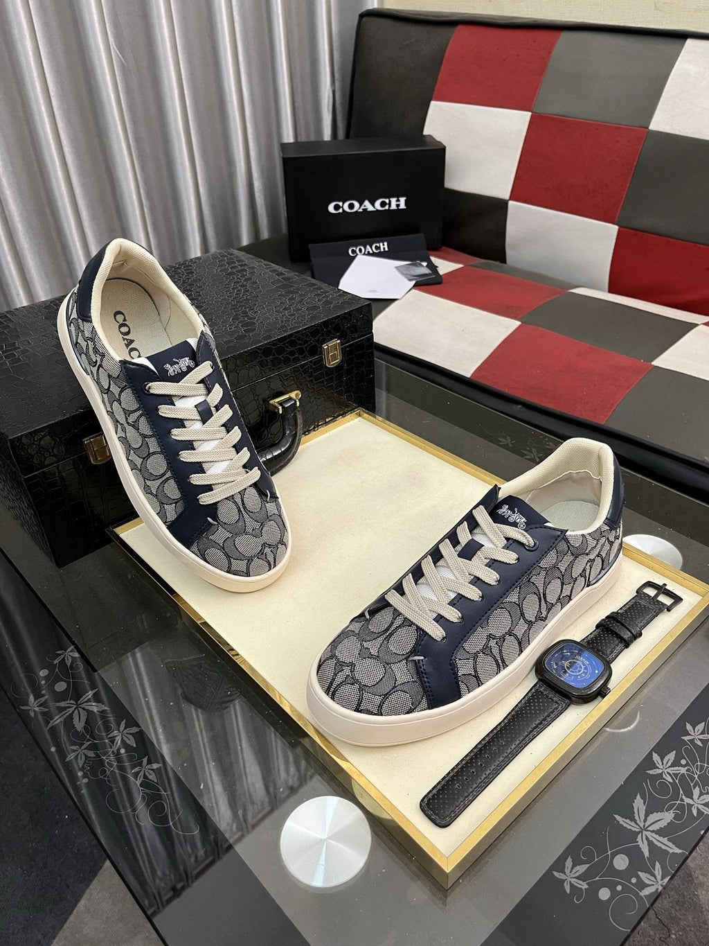 Coach Black and Charcoal Low-Top Sneakers — front