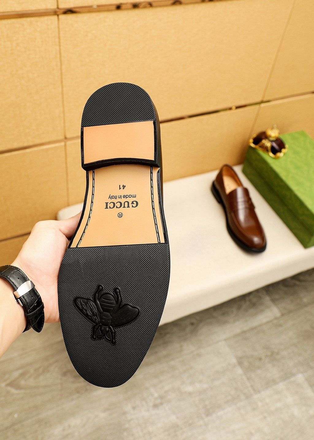 Gucci Polished Penny Loafers — detail