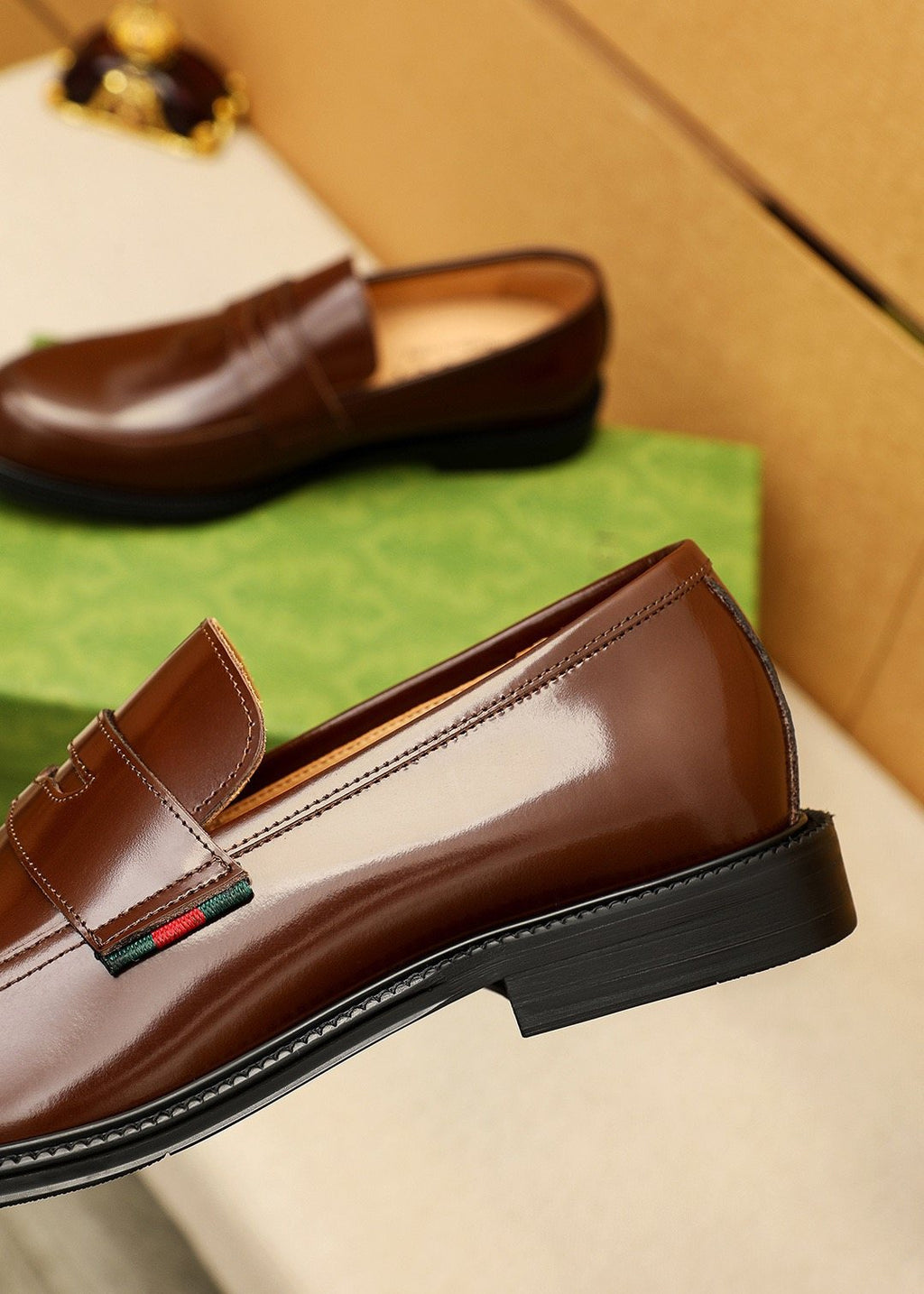 Gucci Polished Penny Loafers — detail