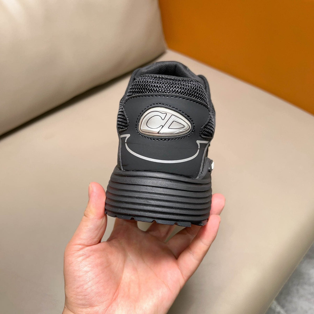 Dior Black and Dark Gray Mesh Sneakers — detail