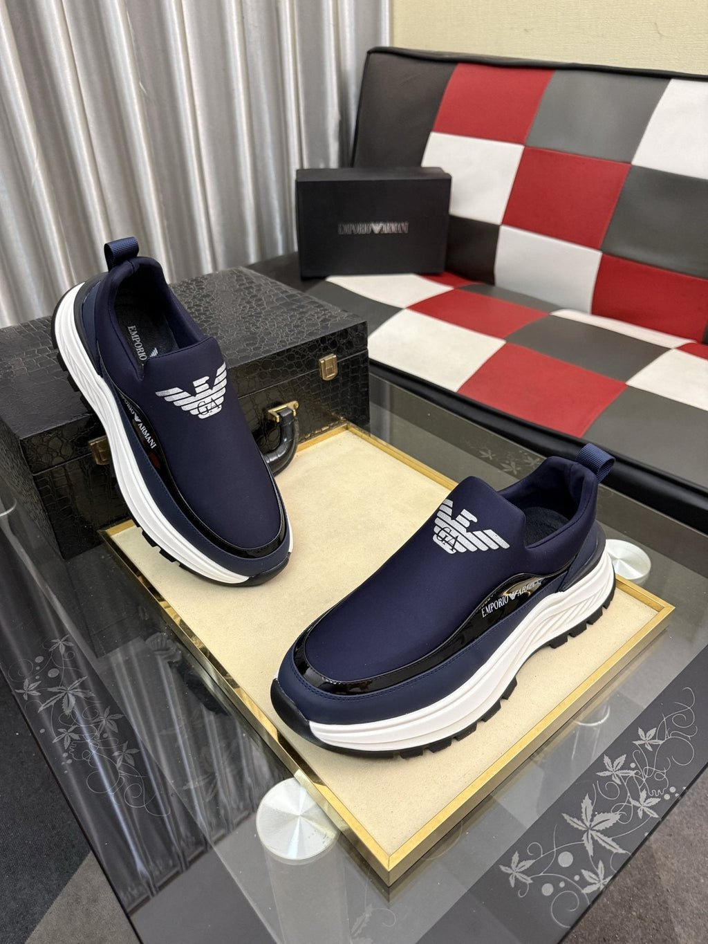 Armani Paneled Slip-On Sneakers — front