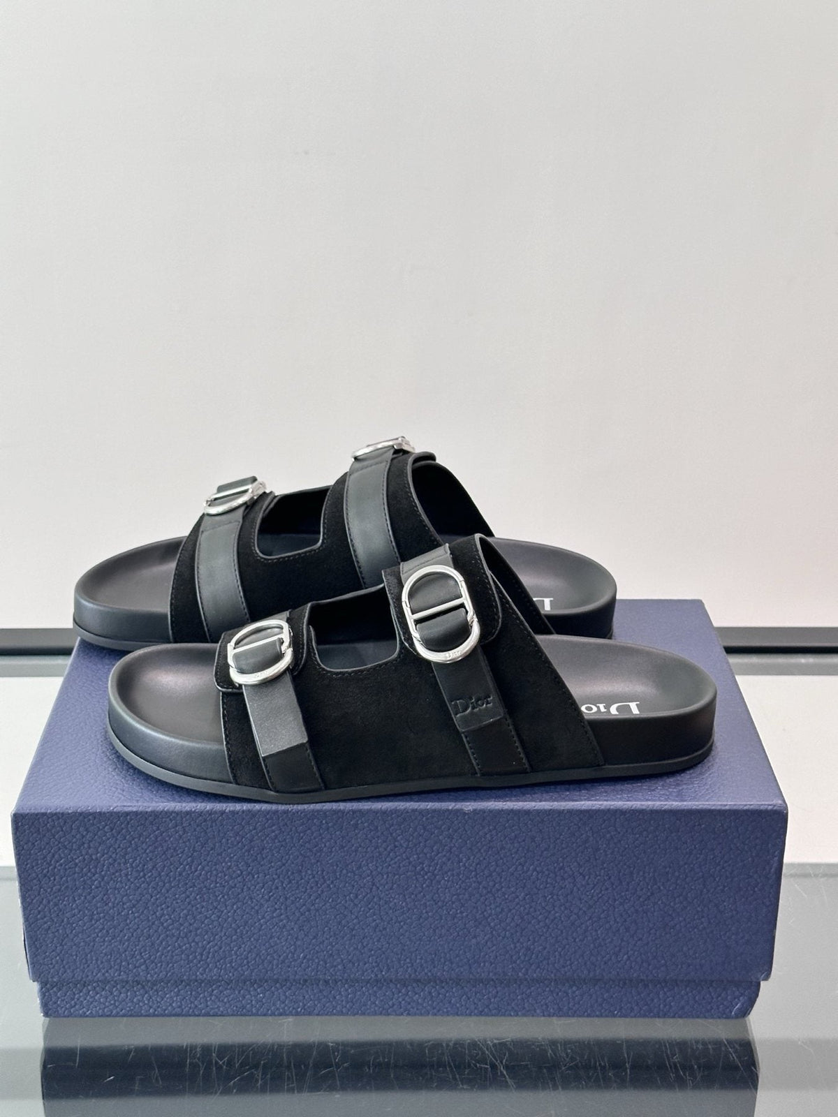 Dior Two-Strap Buckle Sandals — side