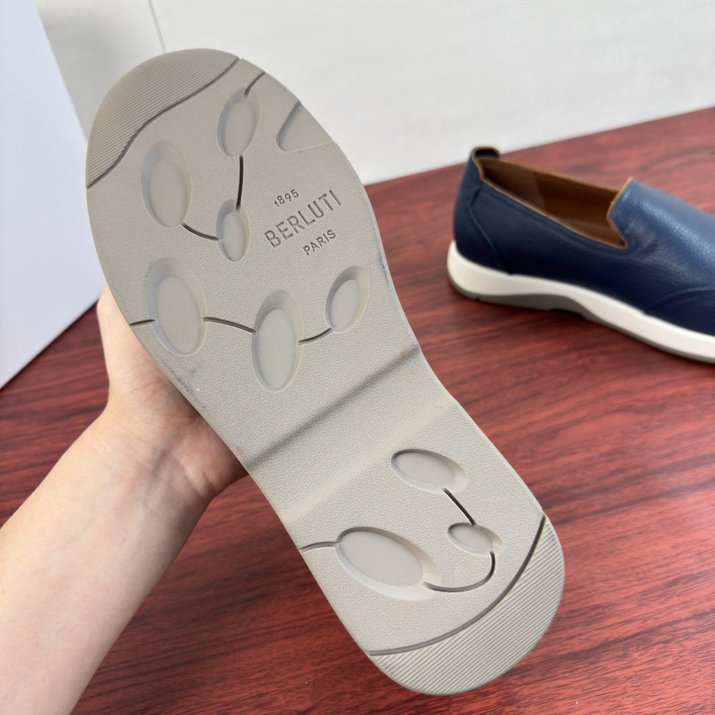 Berluti Pebbled Leather Slip-On Loafers — back