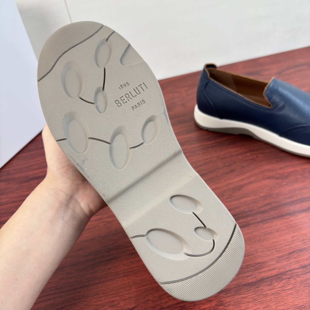 Berluti Pebbled Leather Slip-On Loafers — back