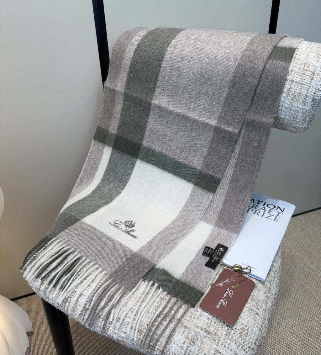 Loro Piana Plaid Fringe Scarf — front