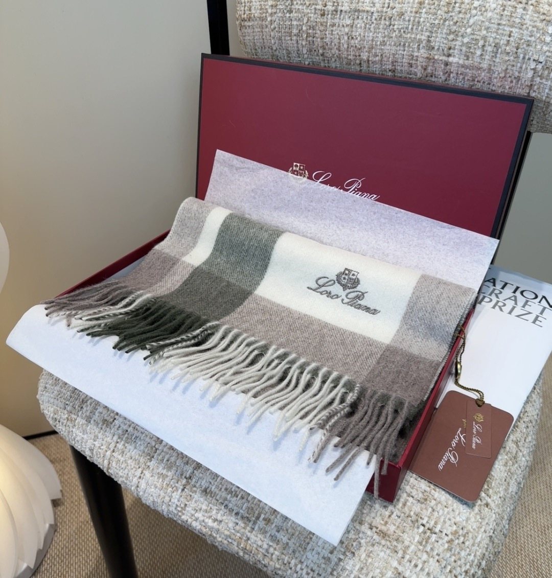Loro Piana Fringed Plaid Scarf — front