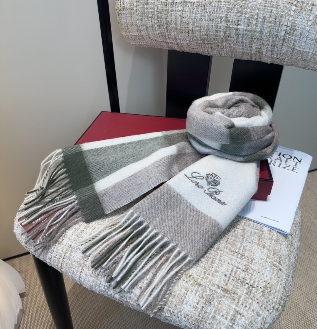 Loro Piana Fringed Plaid Scarf — side