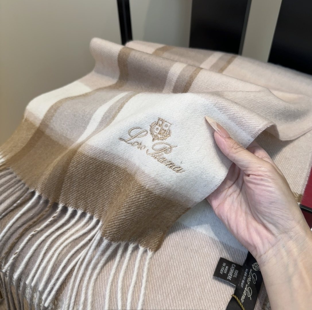 Loro Piana Fringed Plaid Scarf — back