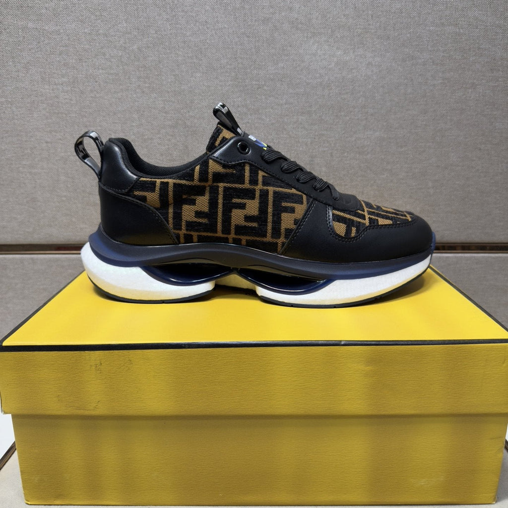 Fendi Men's Patterned Panel Sneakers — side