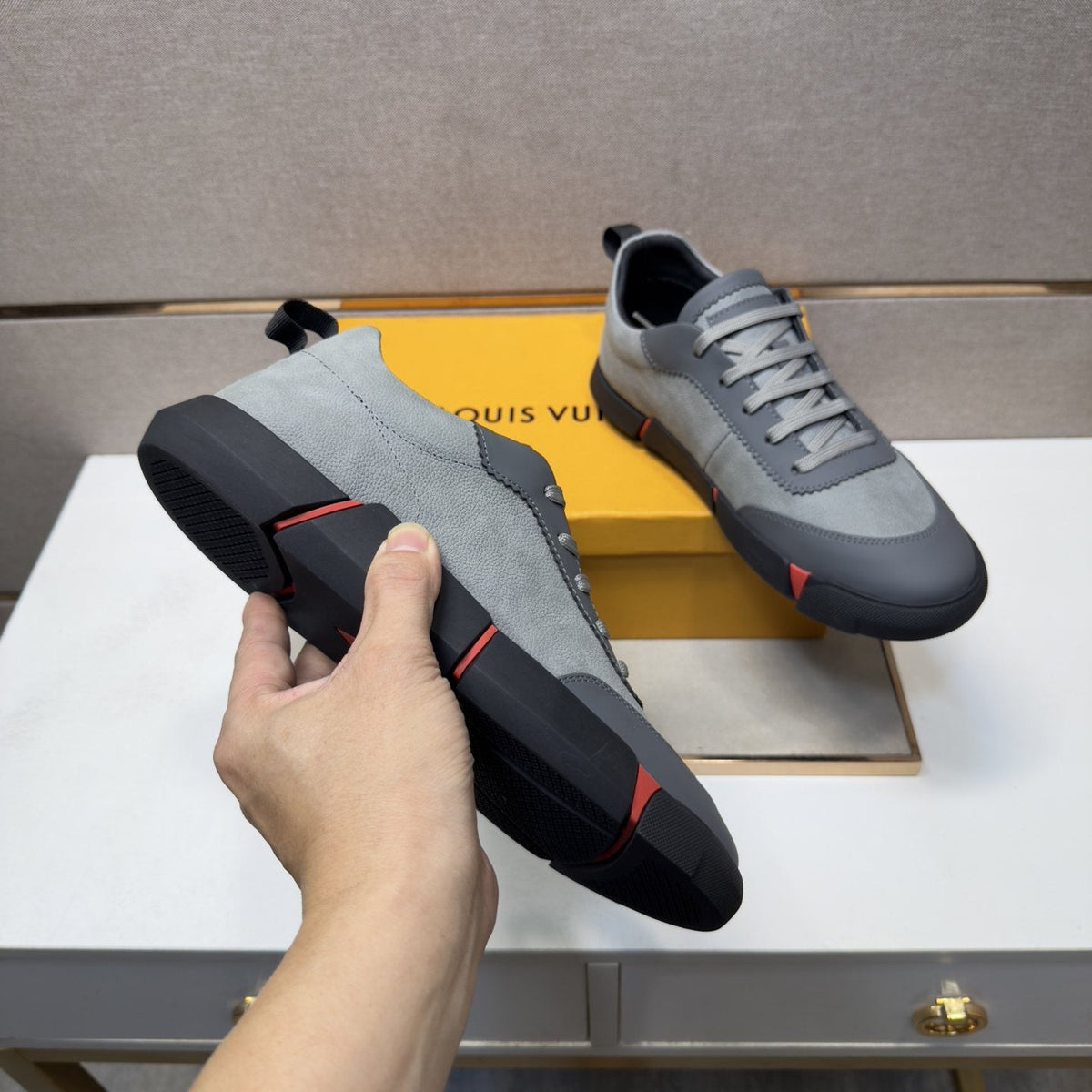 Louis Vuitton Men's Paneled Low-Top Sneakers — model
