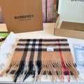Burberry Blush Pink Plaid Fringed Scarf — hero