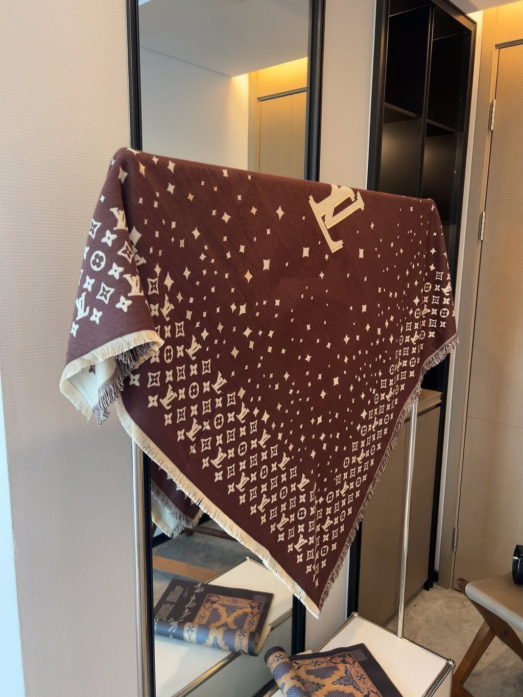 Louis Vuitton Starry Monogram Fringed Wrap — front
