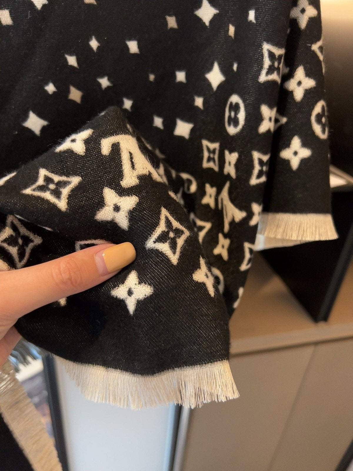 Louis Vuitton Starry Monogram Fringed Wrap — front
