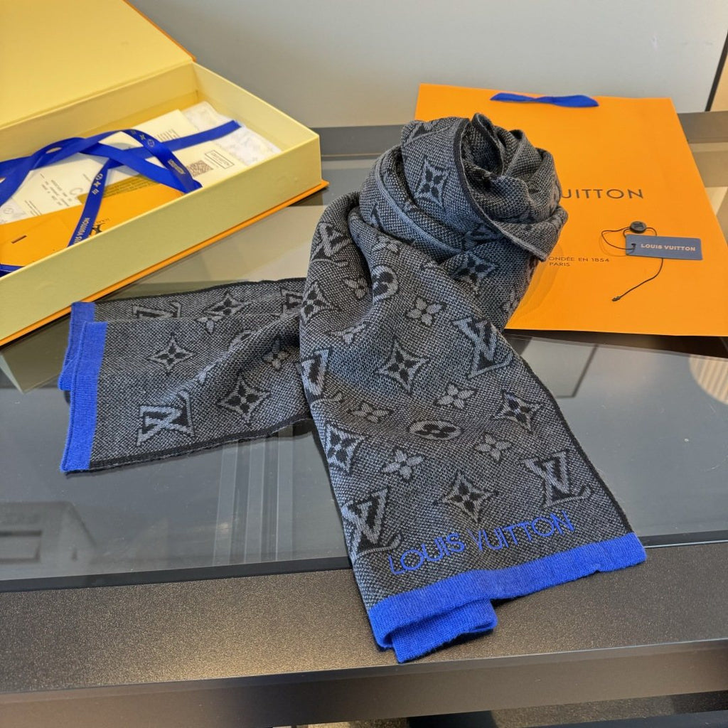 Louis Vuitton Gray Trim Knit Scarf — side