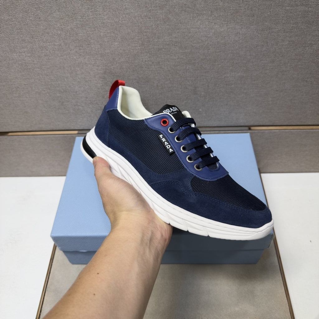 Prada Men's Paneled Low-Top Sneakers — model