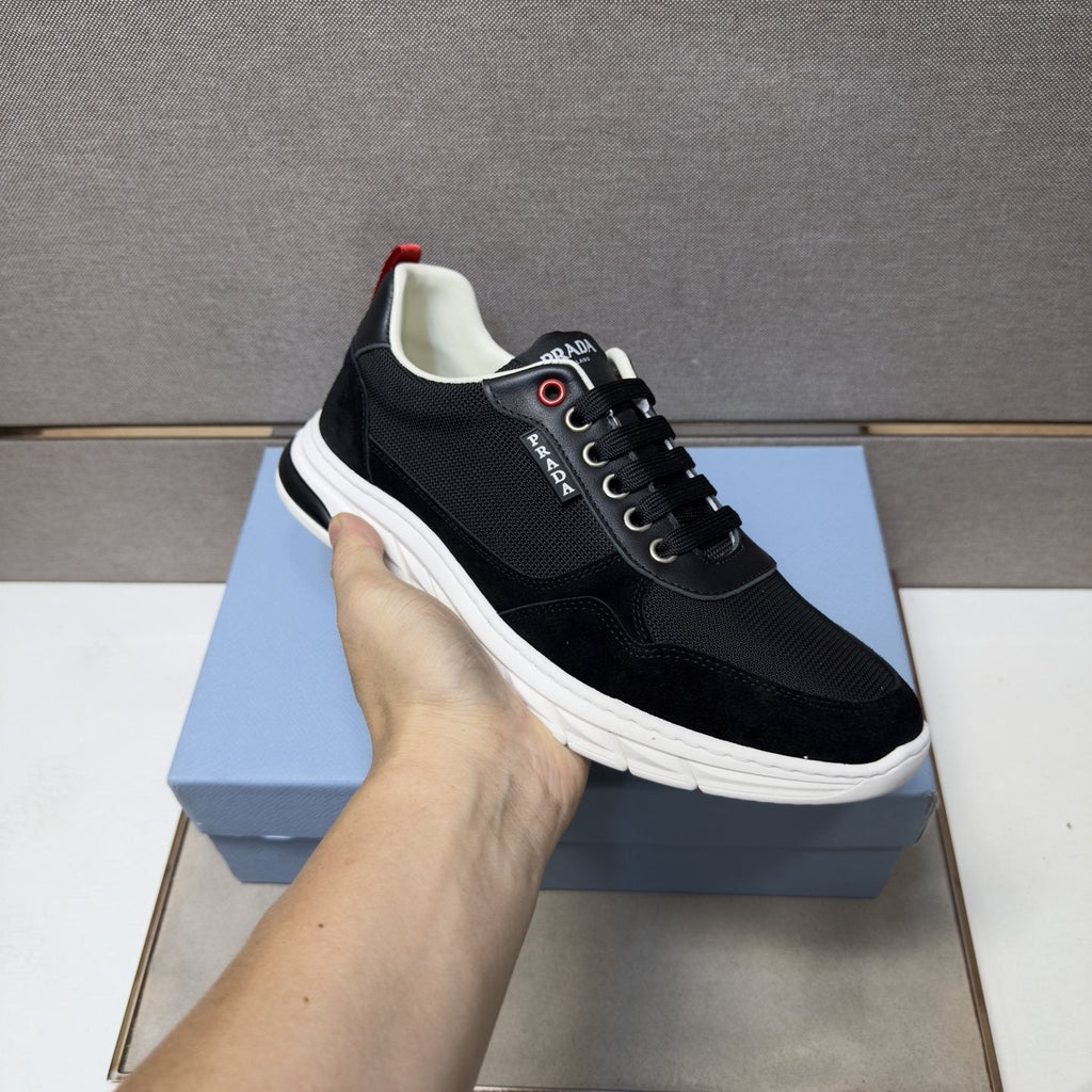 Prada Men's Paneled Low-Top Sneakers — model