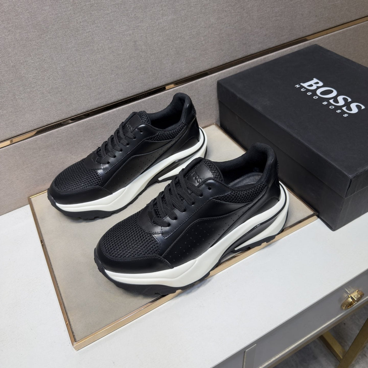 HUGO BOSS Mesh-Textured Casual Sneakers — front