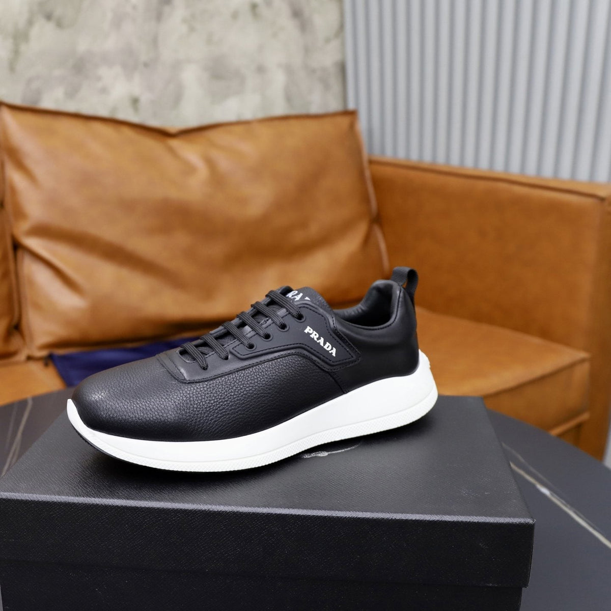 Prada Textured Low-Top Sneakers — front