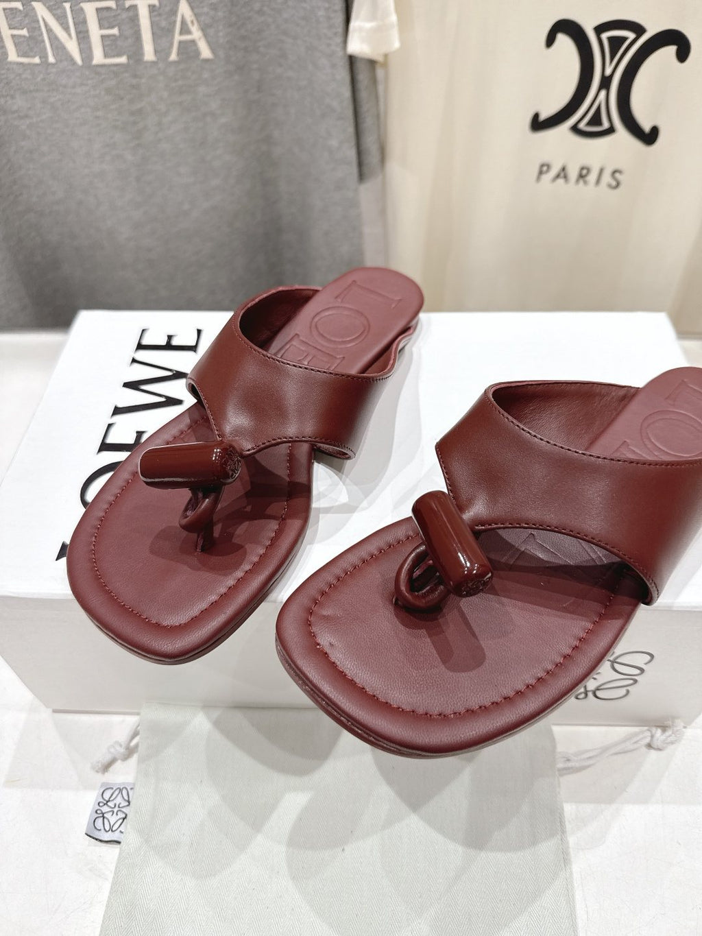 LOEWE Embossed Thong Sandals — front