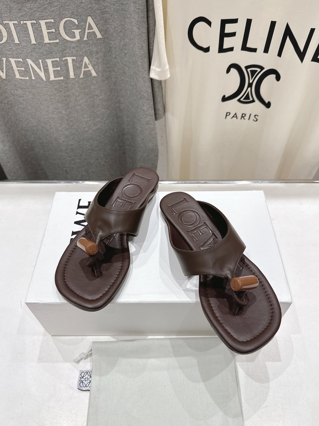 LOEWE Embossed Thong Sandals — front