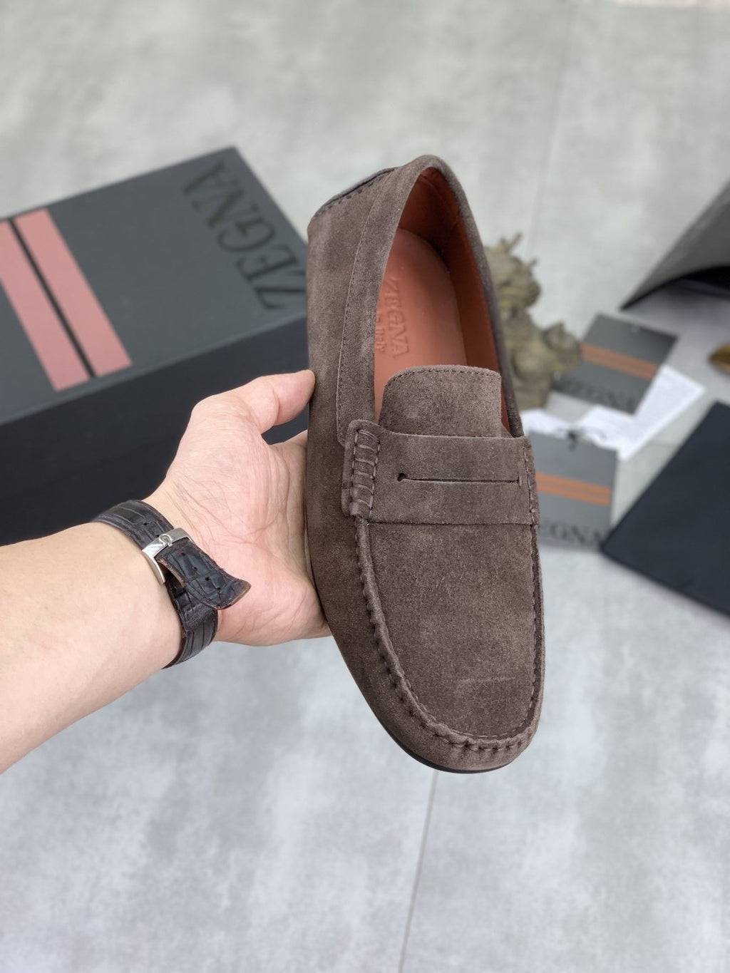 Zegna Men's Moc-Toe Driving Loafers — front
