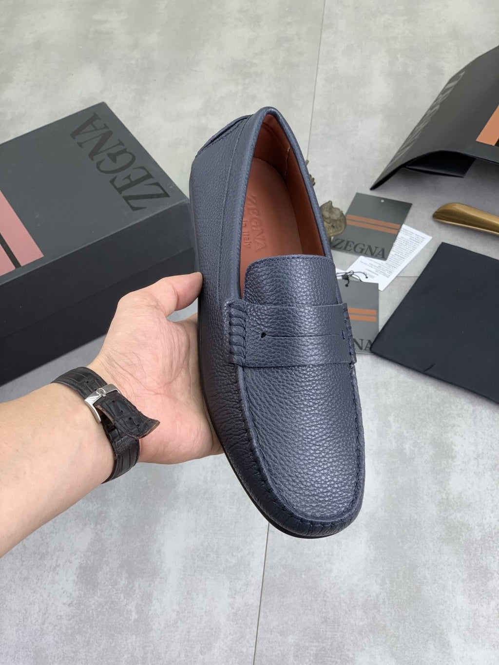 Zegna Men's Moc-Toe Driving Loafers — model