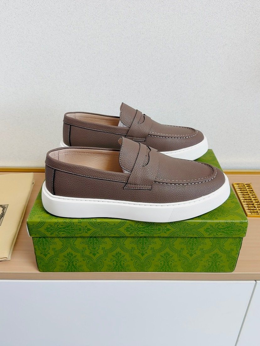Gucci White-Sole Penny Loafers — front
