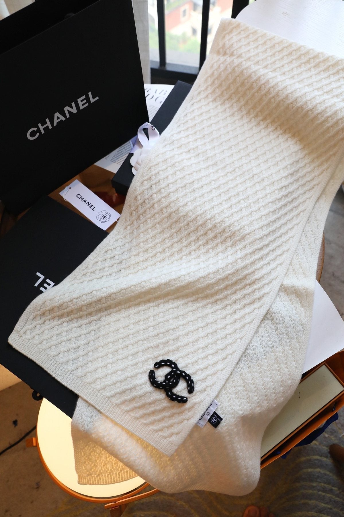 Chanel Diamond Knit Scarf — side