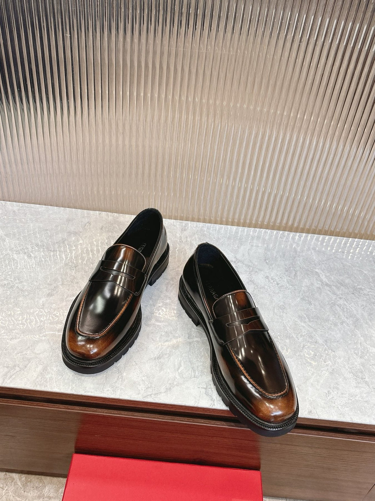 Ferragamo Black Leather Loafers — front