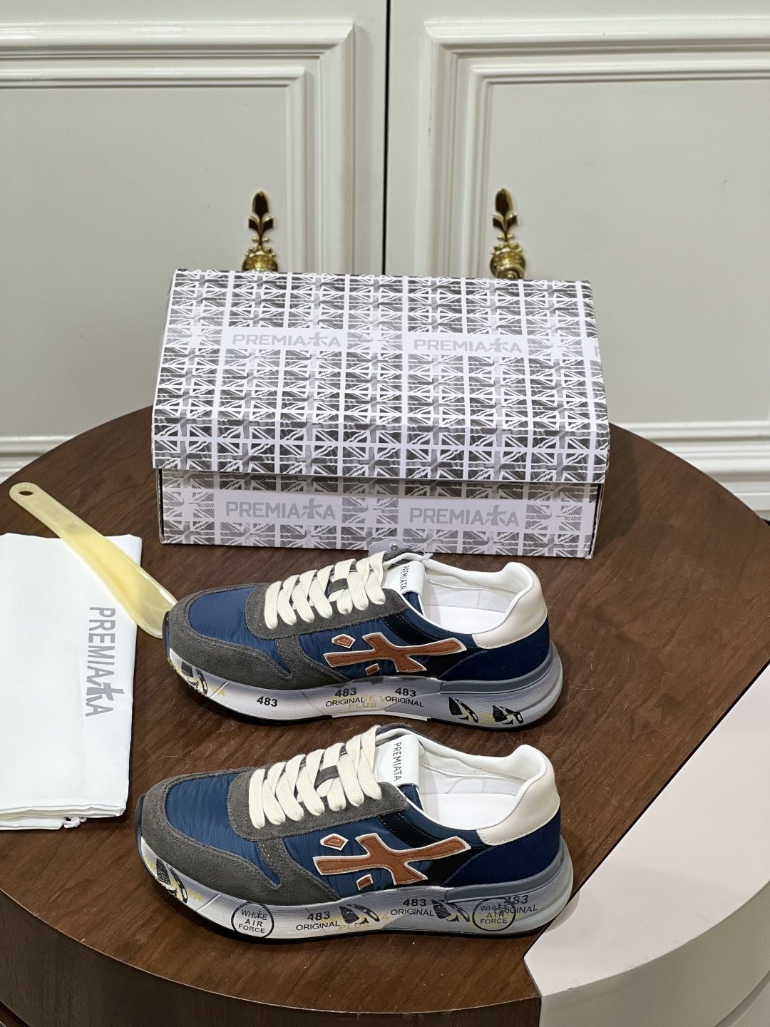 Premiata Contrast Panel Low-Top Sneakers — front