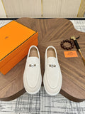 Hermès Navy Slip-On Sneakers — front