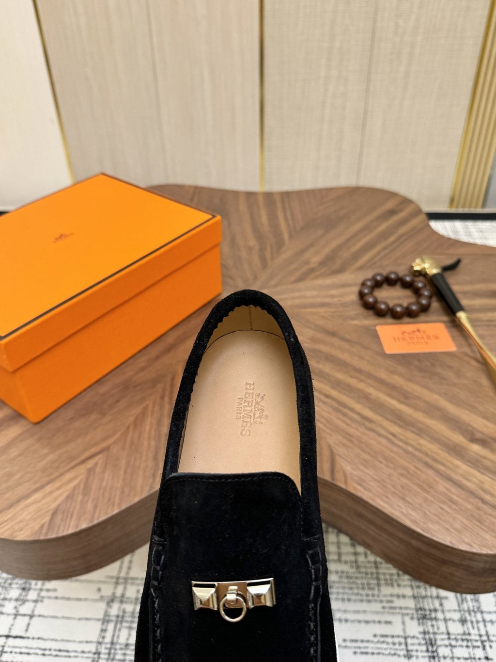 Hermès Navy Slip-On Sneakers — side