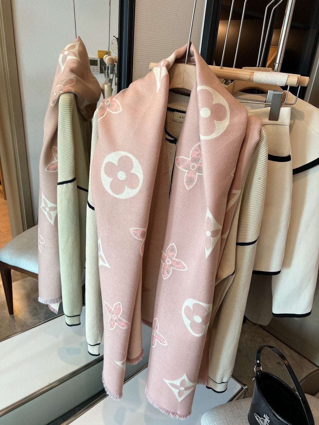 Louis Vuitton Monogram Fringed Scarf — front