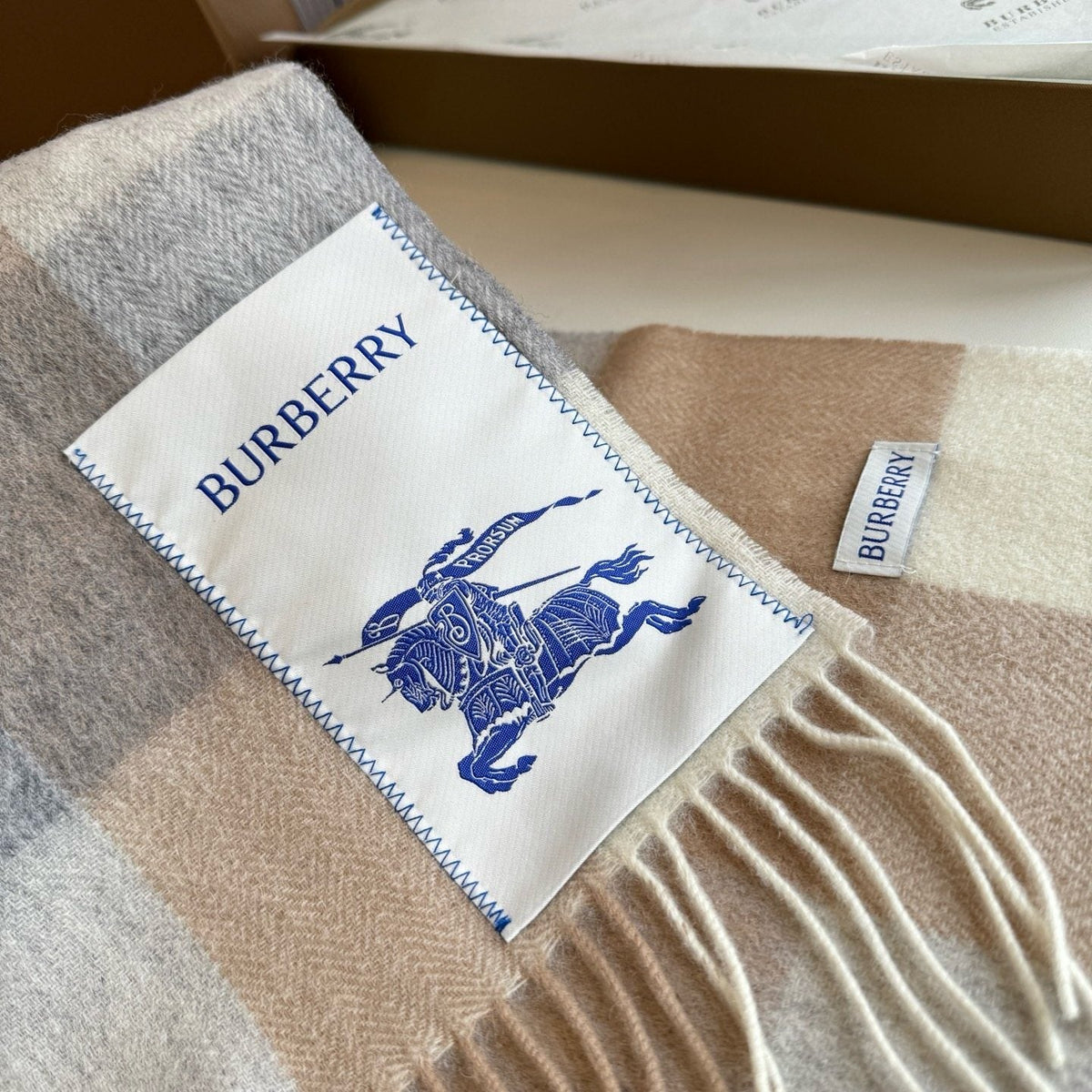 Burberry Plaid Fringe Scarf — detail