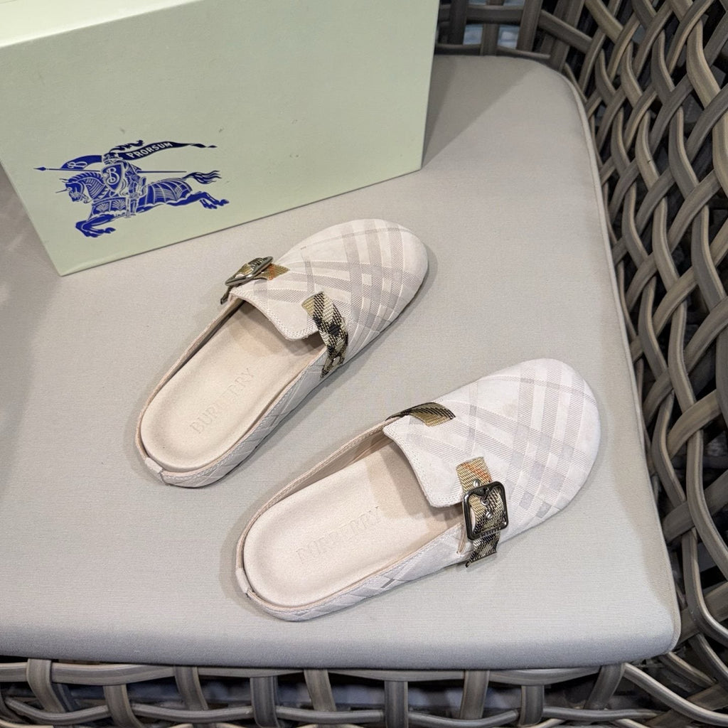 Burberry Patterned Buckle Mule Shoes — back