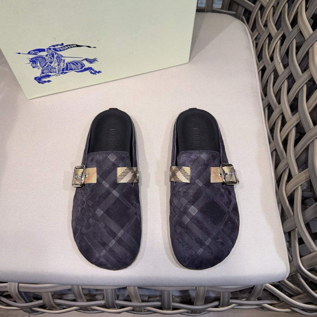 Burberry Patterned Buckle Mule Shoes — front