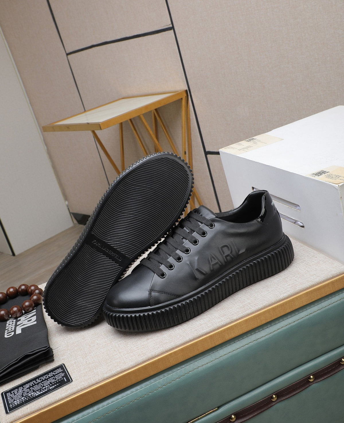 Karl Lagerfeld Embossed Logo Low-Top Sneakers — side