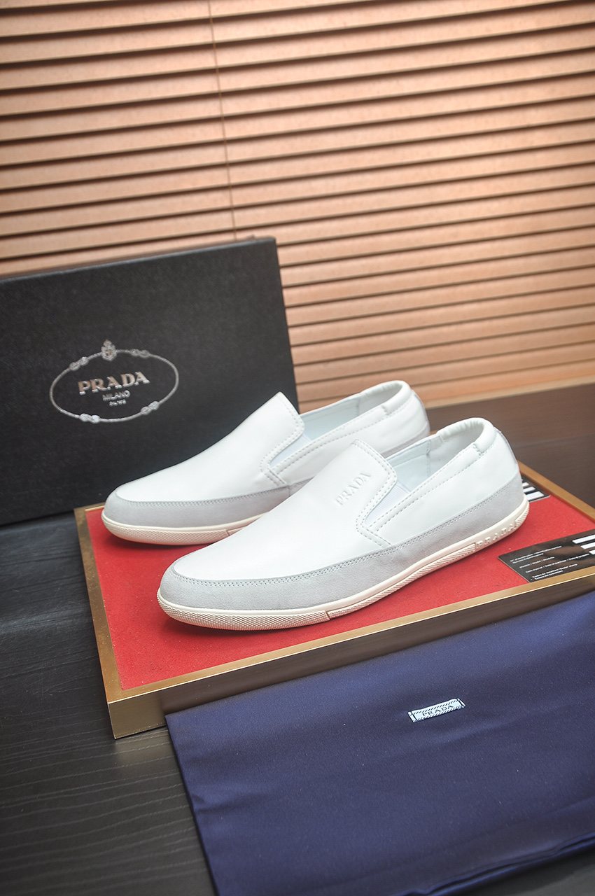 Prada Men’s Smooth Slip-On Shoes — front