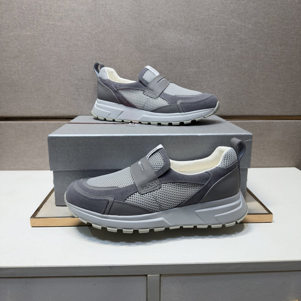 Prada Dark Navy Mesh Slip-On Sneakers — model