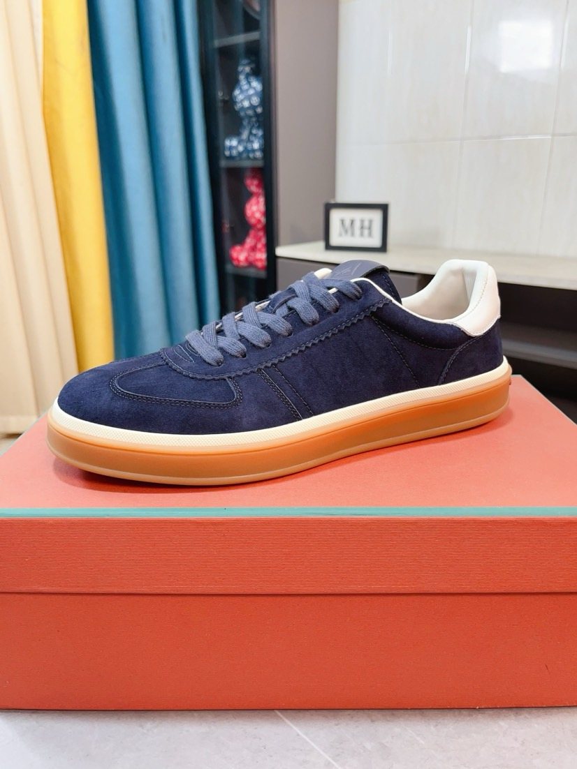 Loro Piana Contrast-Heel Lace-Up Sneakers — front
