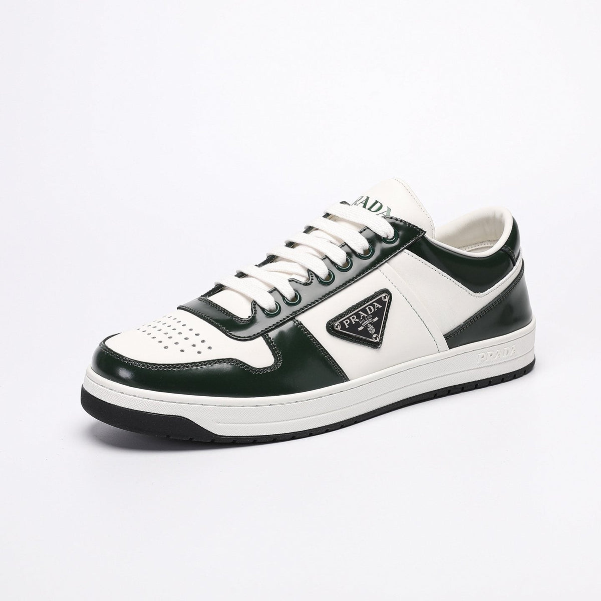 Prada Triangle Plaque Low-Top Sneakers — front