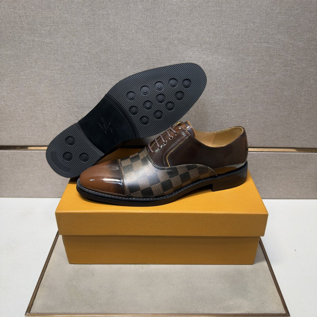 Louis Vuitton Check-Panel Lace-Up Dress Shoes — side