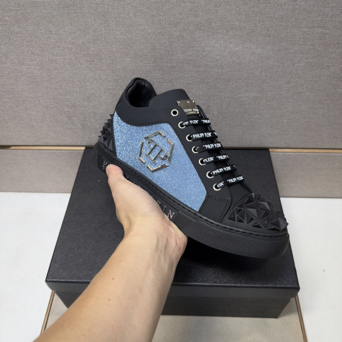 Philipp Plein Studded Panel Low-Top Sneakers — model