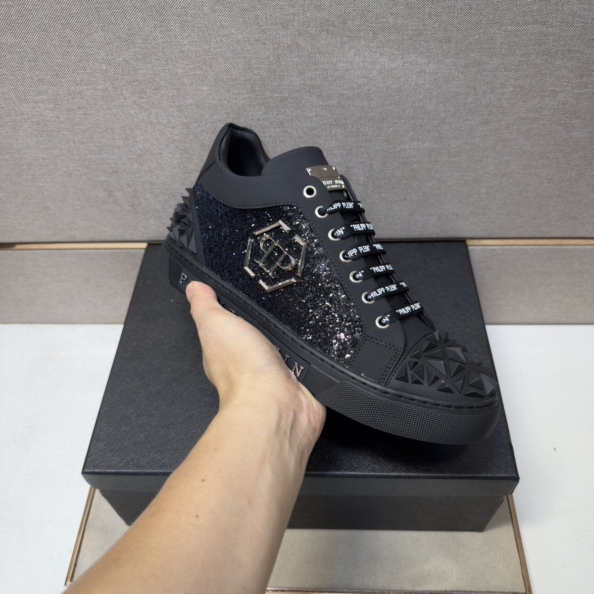 Philipp Plein Studded Panel Low-Top Sneakers — model