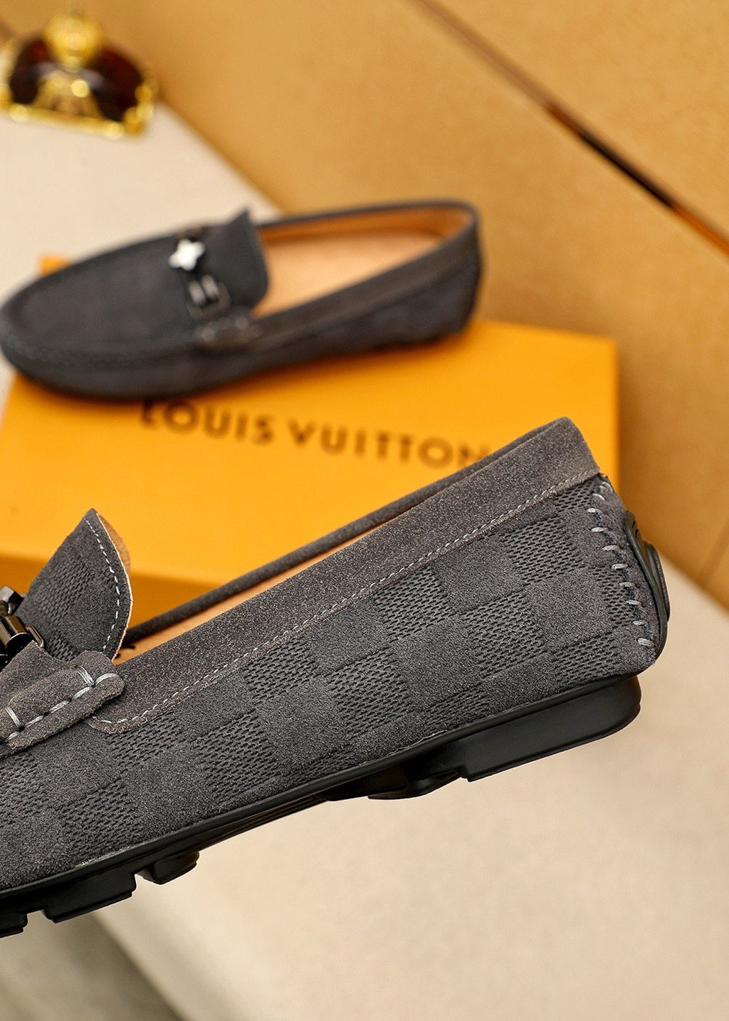 Louis Vuitton Check-Pattern Buckle Loafers — back