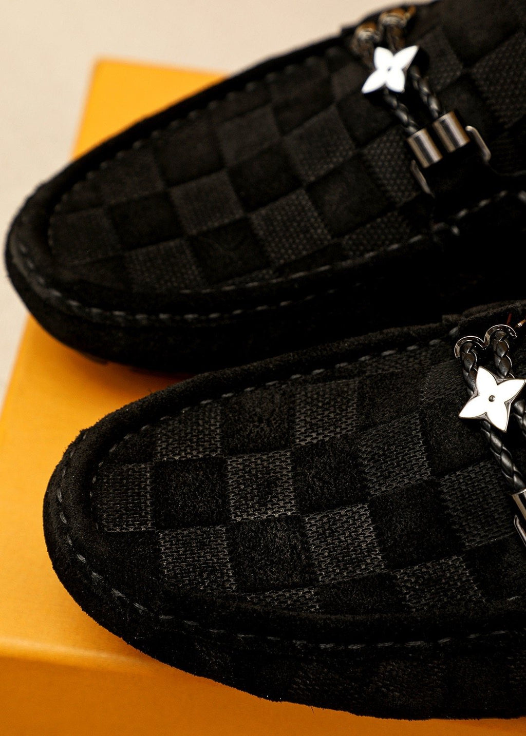 Louis Vuitton Check-Pattern Buckle Loafers — detail